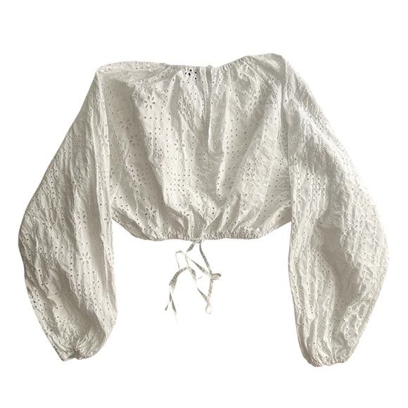 NWT💕 MATTEAU Crochet Broderie Blouson Cropped Blouse - Picture 5 of 6